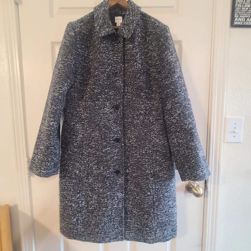 J. Crew Black and White Marled Pea Coat - Picture 7 of 16